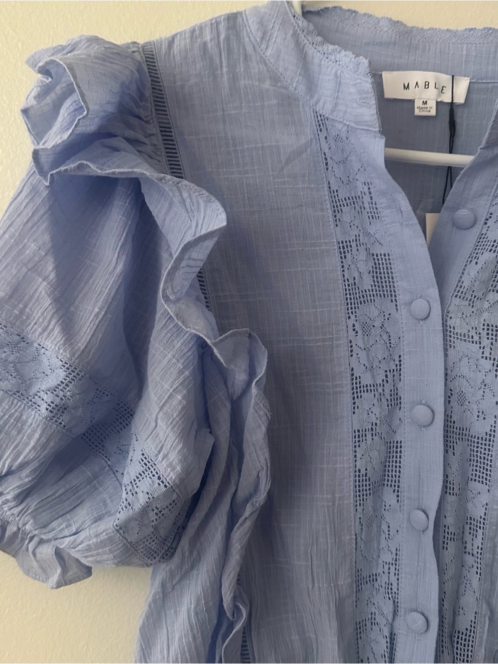 Light Blue Ruffle Sleeve Romper - Picture 3 of 4